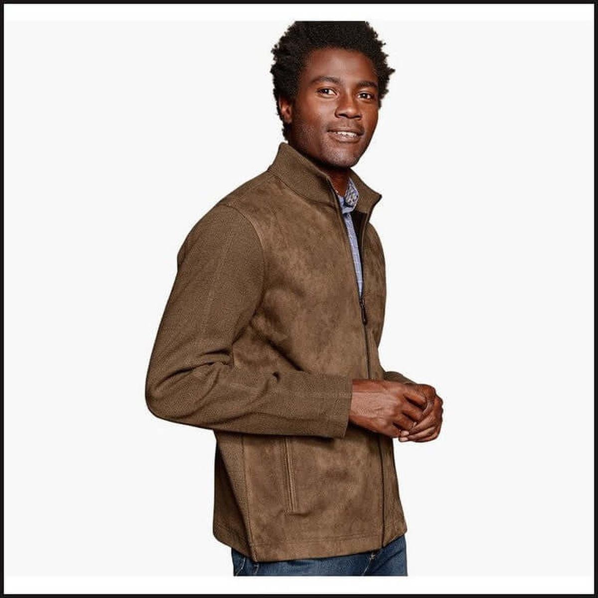 Faux-Suede Full-Zip-Cardigan-That Guy's Secret