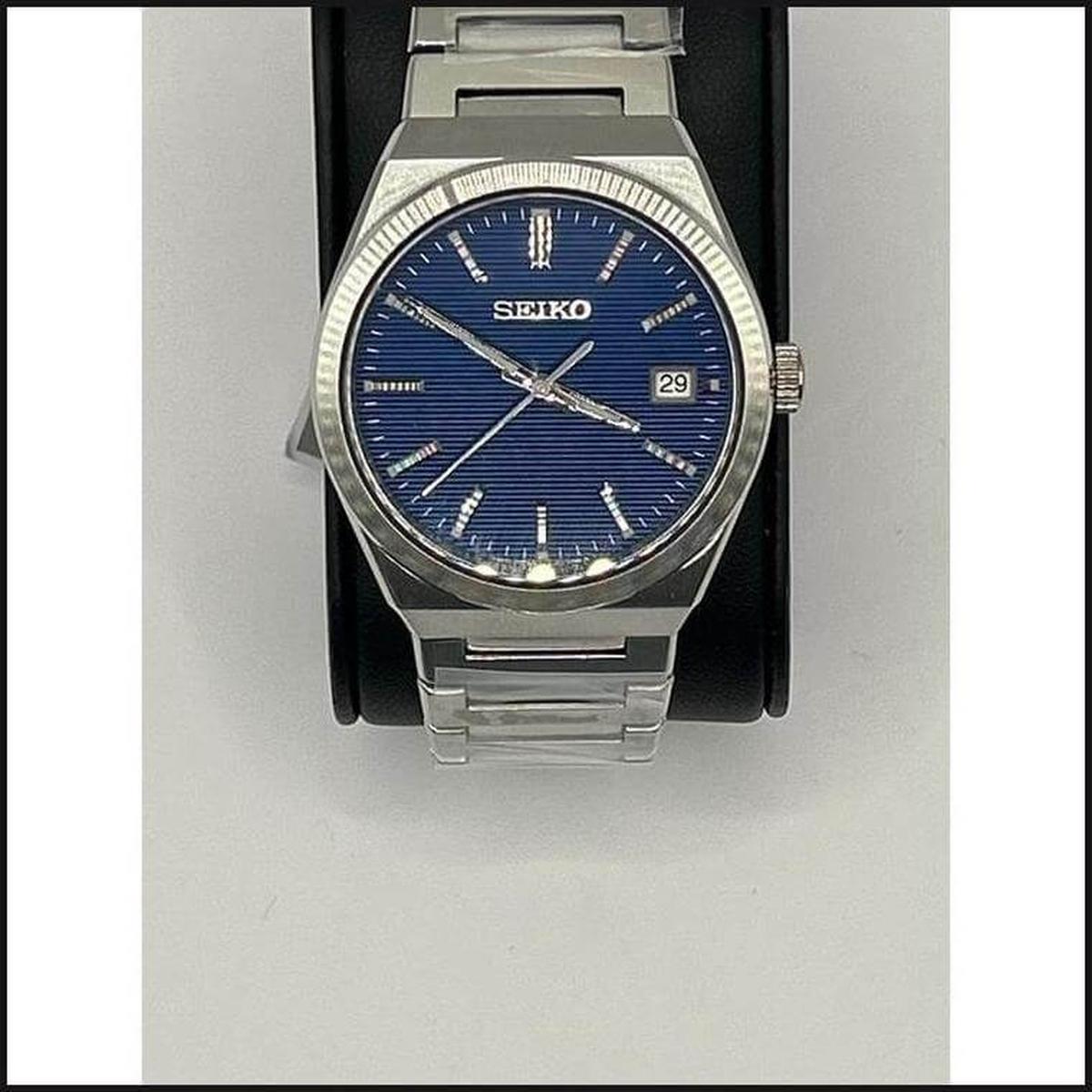 Gents silver tone with blue & silver dial and sapphire crystal watch-Watch-That Guy's Secret