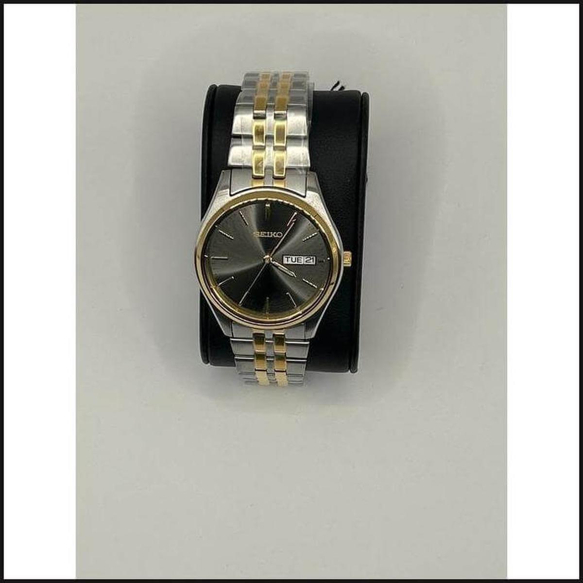 Gents two tone gray dial gold markers with date watch-Watch-That Guy's Secret