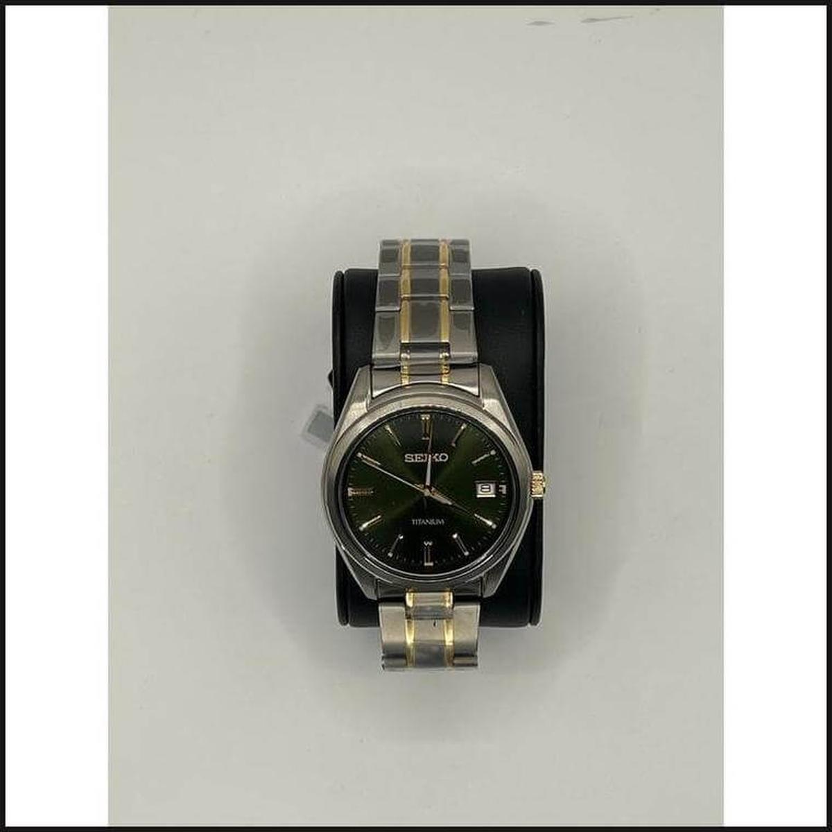 Gents two tone with green & gold dial watch-Watch-That Guy's Secret