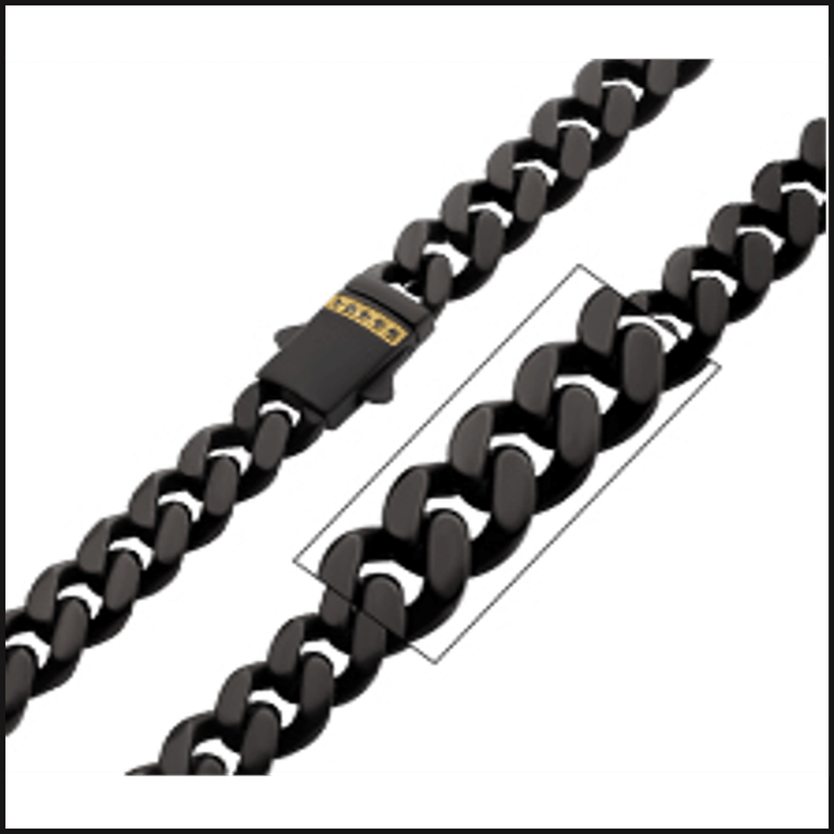 Gold Ion Plated Black Cuban Chain Black Sapphire 6X 24-necklace-That Guy's Secret