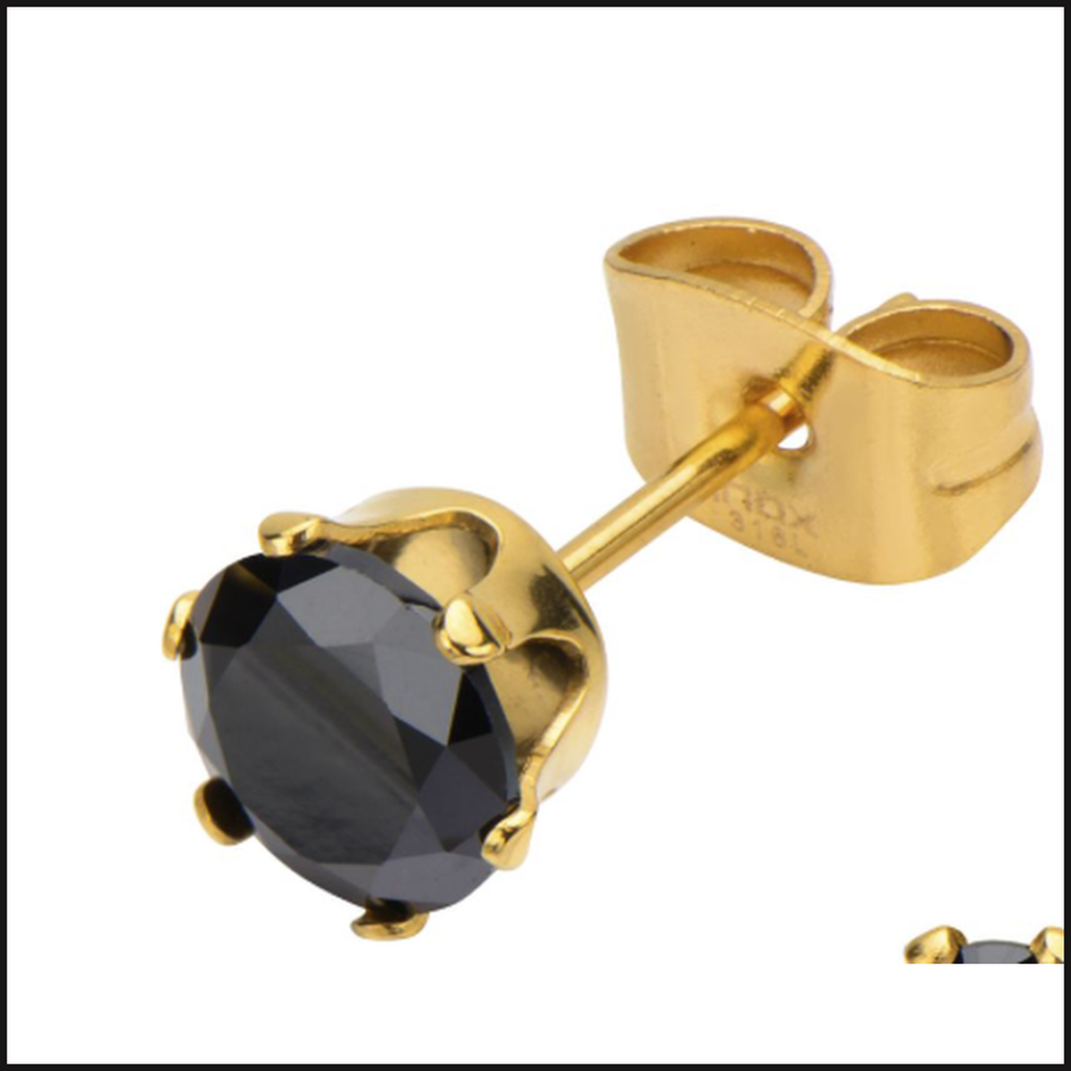 Gold W Black Cubic Zurconia Studs 8 MM-bracelet-That Guy's Secret