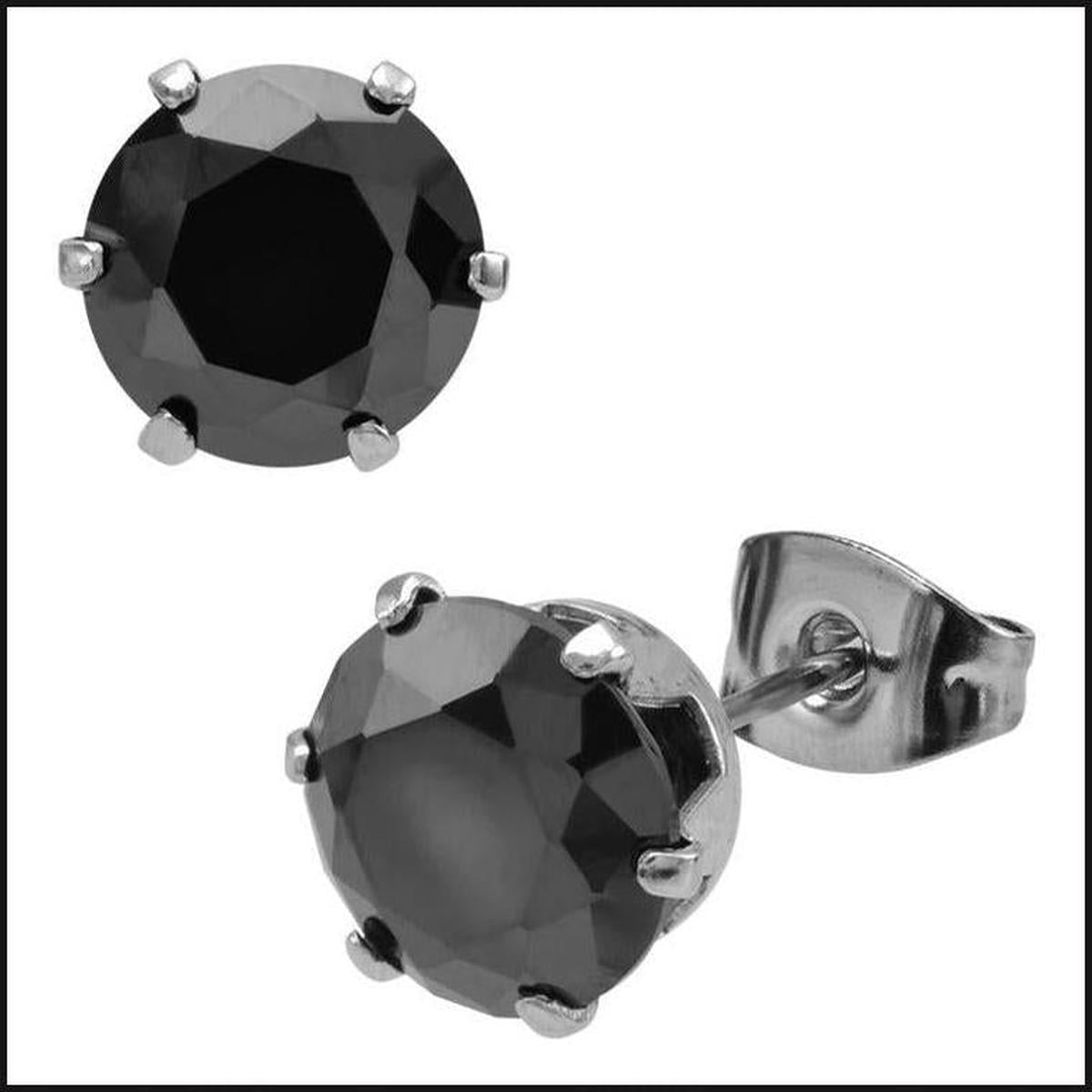 Inox Studs Cubic Zurconia Black Round 8 MM PR-bracelet-That Guy's Secret
