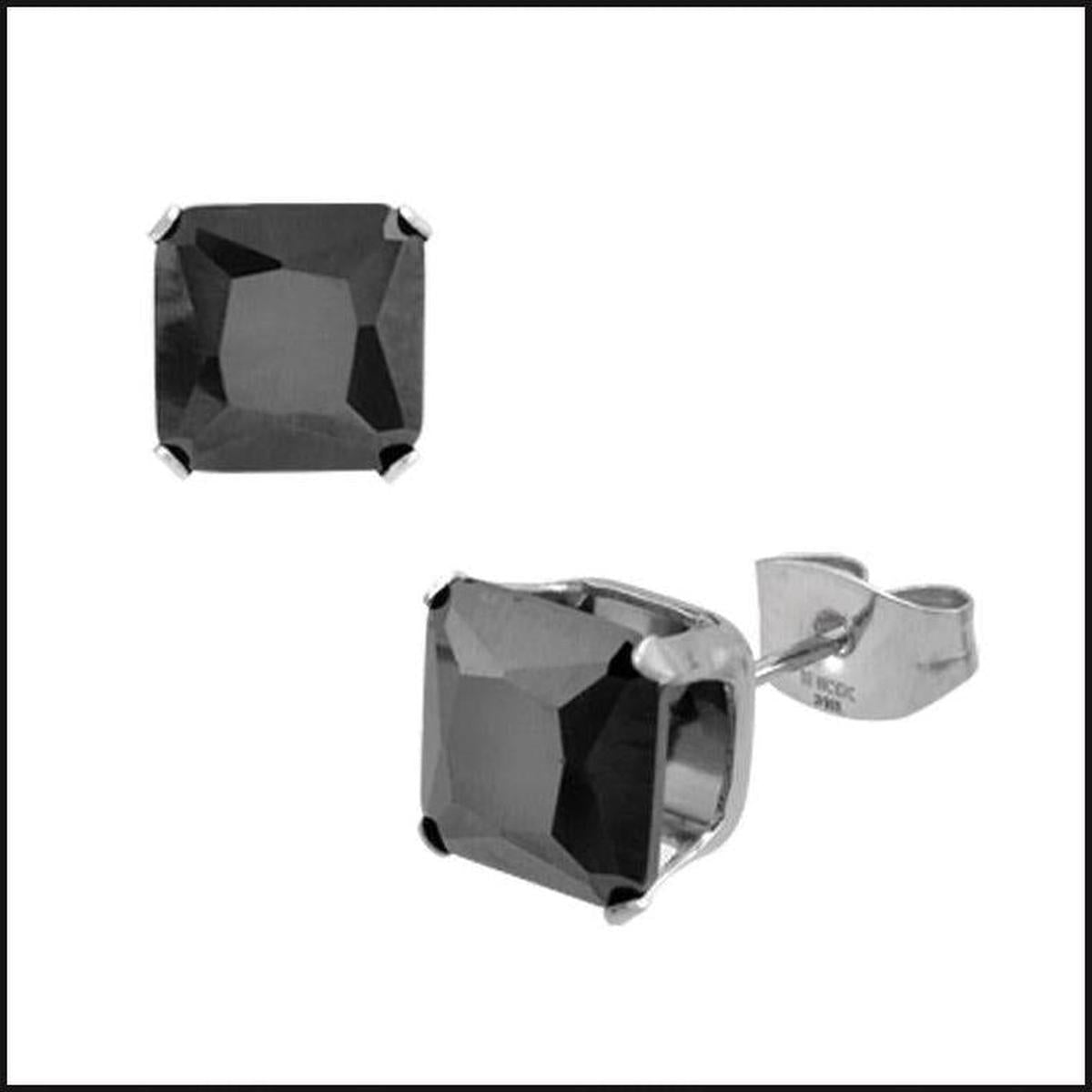 Inox Studs Cubic Zurconia Black Square 8 MM PR-bracelet-That Guy's Secret