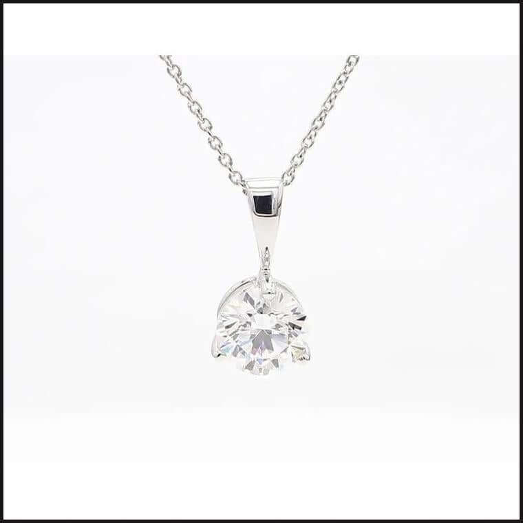Joseph Asher Candlelight Diamond Solitaire Pendant Set in 14 Karat White Gold-necklace-That Guy's Secret