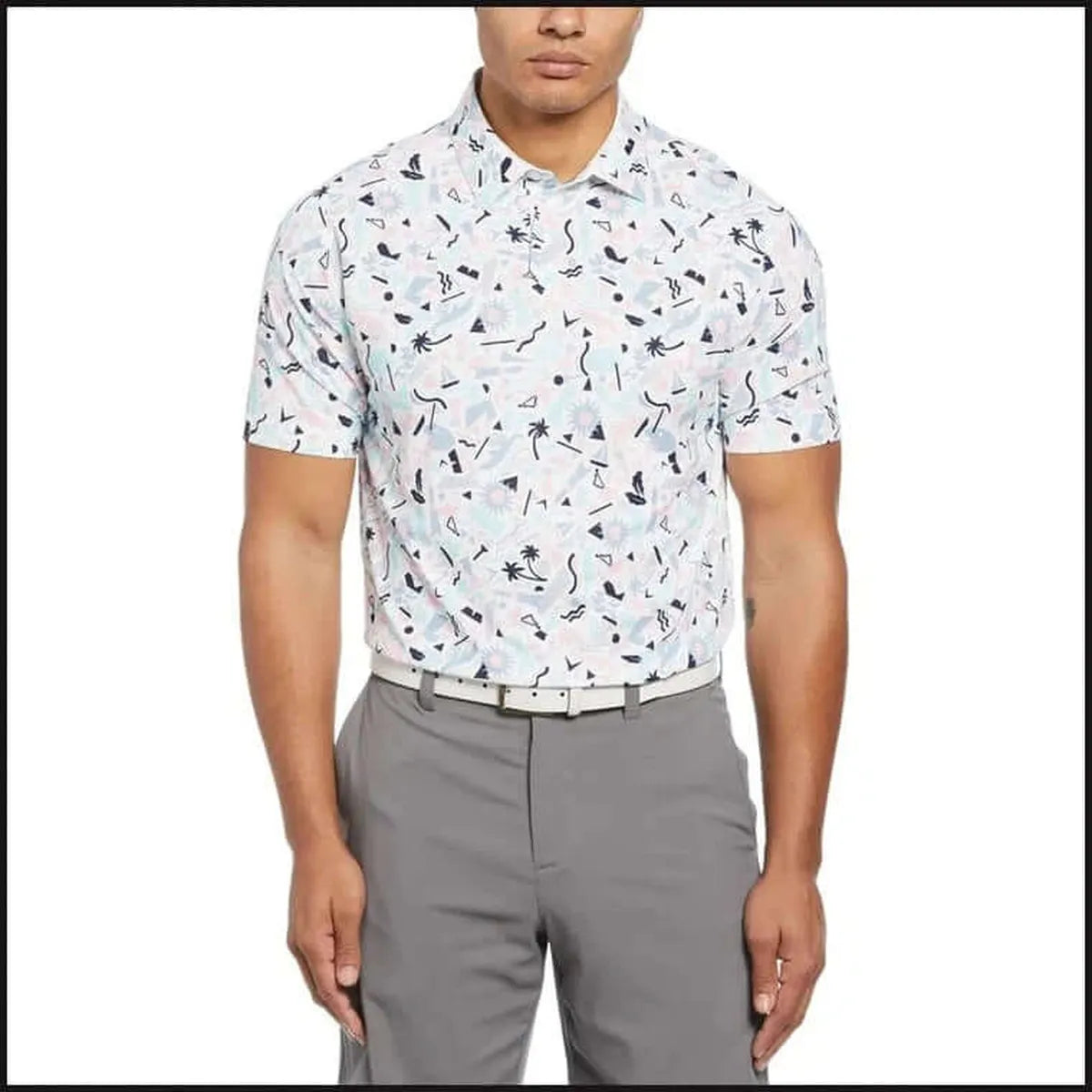 Men's Abstract Florida Novelty Print Golf Polo-Polo Shirt-That Guy's Secret