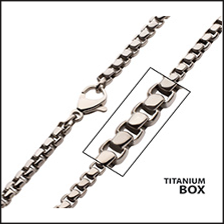 Titanium Box Chain 3 MM X 24 Inches