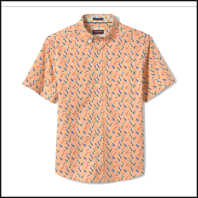 Printed Cotton Short Sleeve Shirt-Button Down Shirt-That Guy's Secret