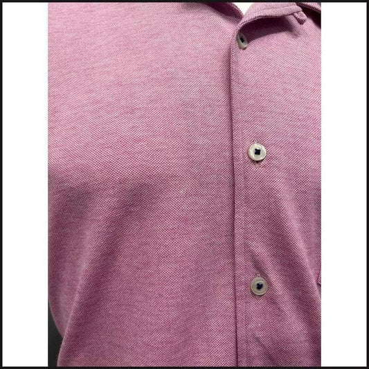 Punch Pink Pique Knit-Short Sleeve Button Down-That Guy's Secret