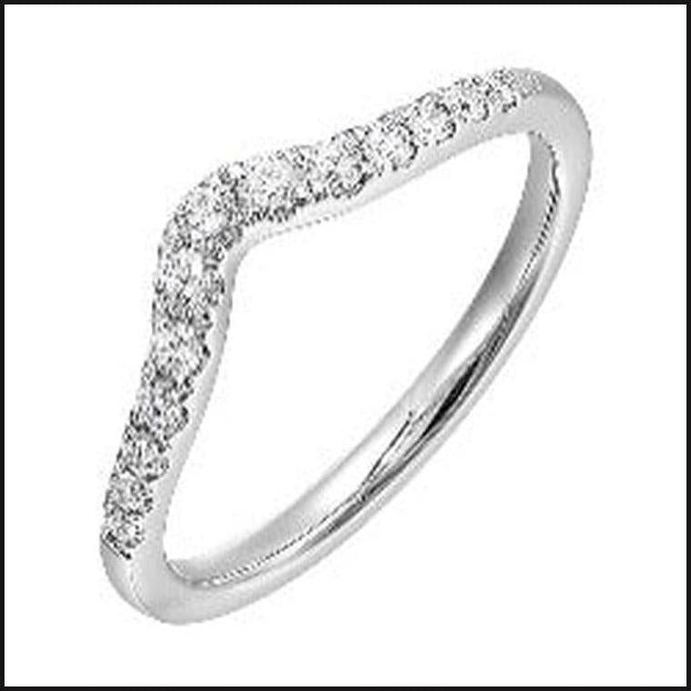 14K White Gold Diamond 1/4 ctw V-Band