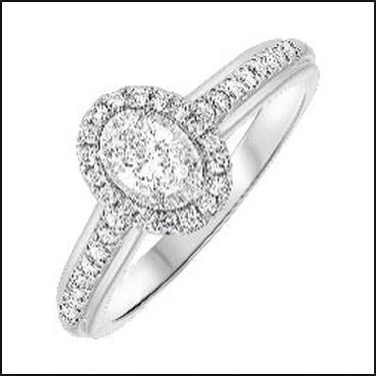 14K White Gold Diamond 1/2 ctw Halo Ring