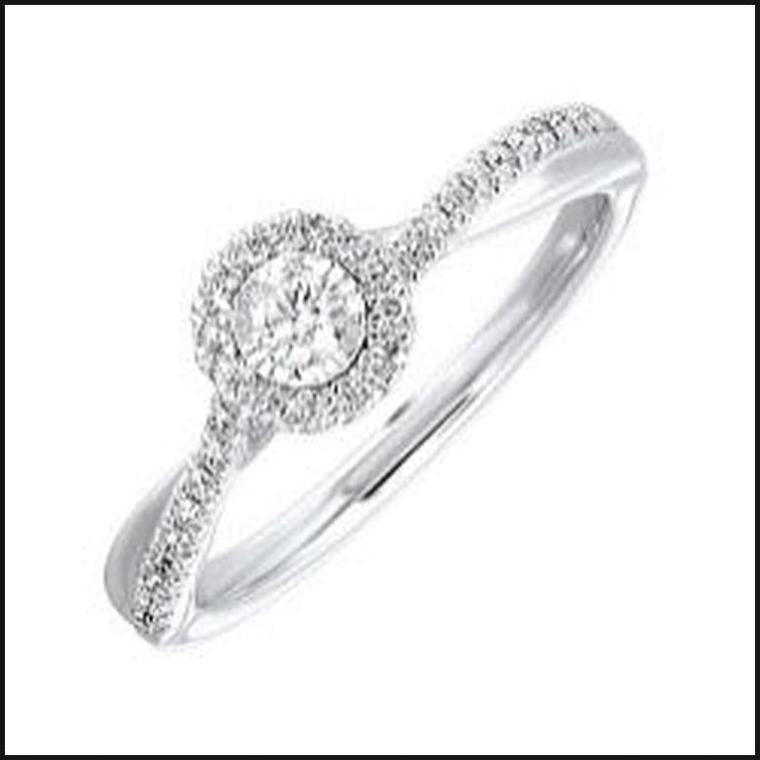 14K White Diamond Diamond 1/4 ctw Round Halo Ring