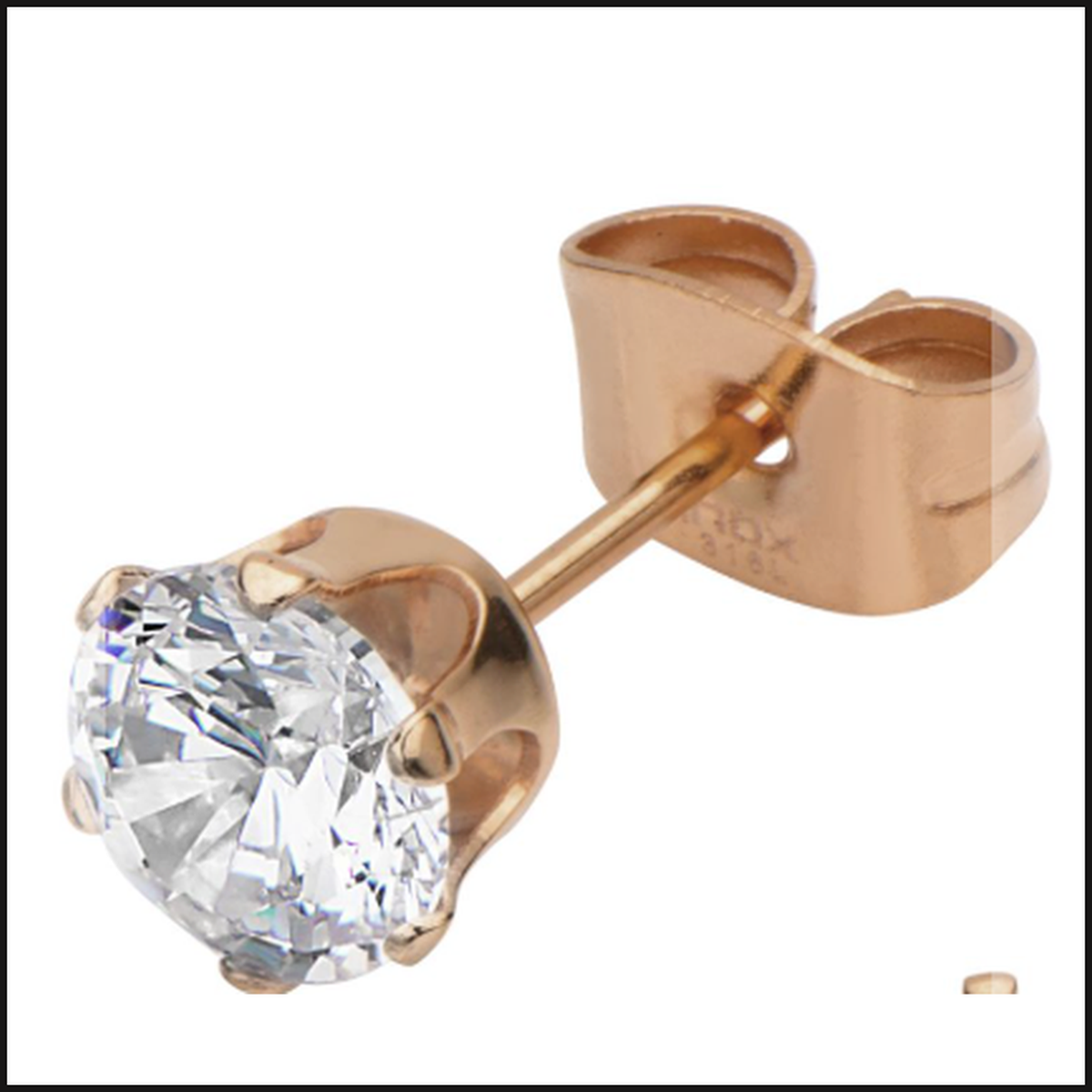 Rose Gold Round ClEarrings Cubic Zurconia Studs 8 MM-bracelet-That Guy's Secret