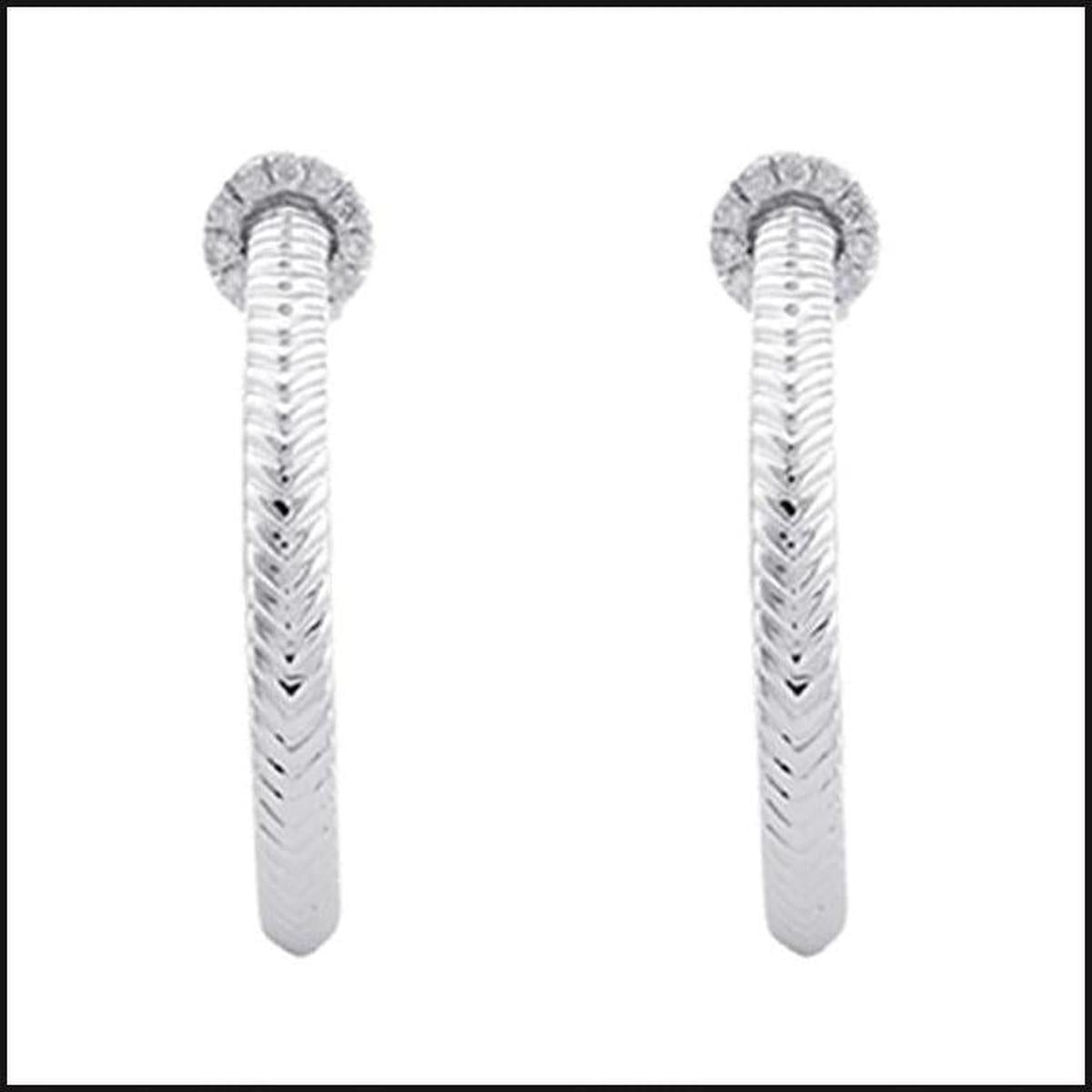 Silver 1/10 ctw Diamond Half Hoop Earrings-Earrings-That Guy's Secret