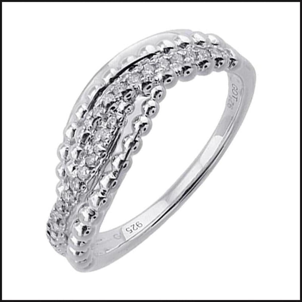 Silver 1/12 ctw Diamond Wave Ring-Ring-That Guy's Secret