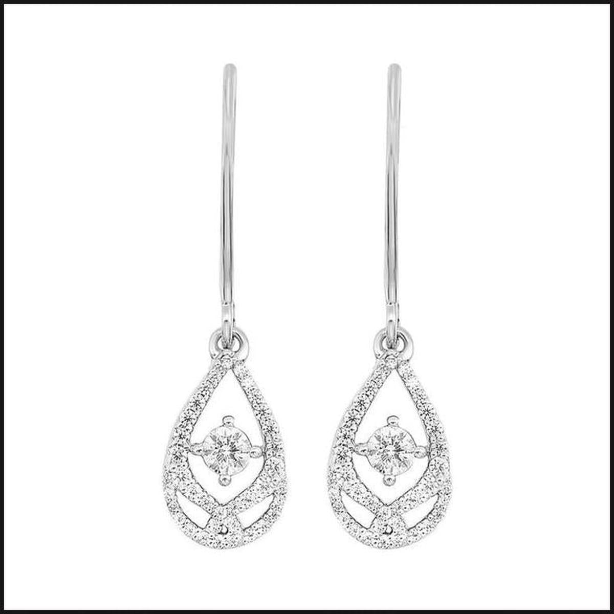 Silver 1/4 Ctw Diamond Teardrop Shaped Earrings-Earrings-That Guy's Secret
