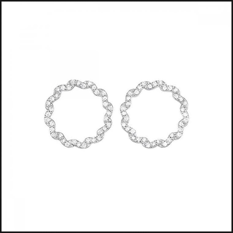 Silver 1/4 ctw Diamond Rough Circle Earrings-Earrings-That Guy's Secret