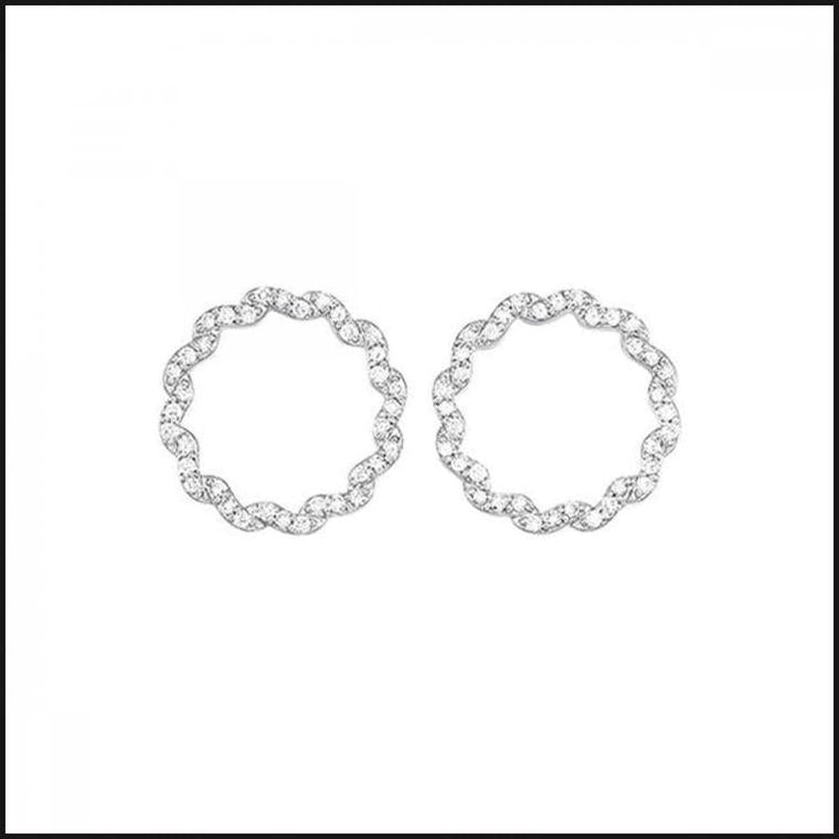 Silver 1/4 ctw Diamond Rough Circle Earrings-Earrings-That Guy's Secret