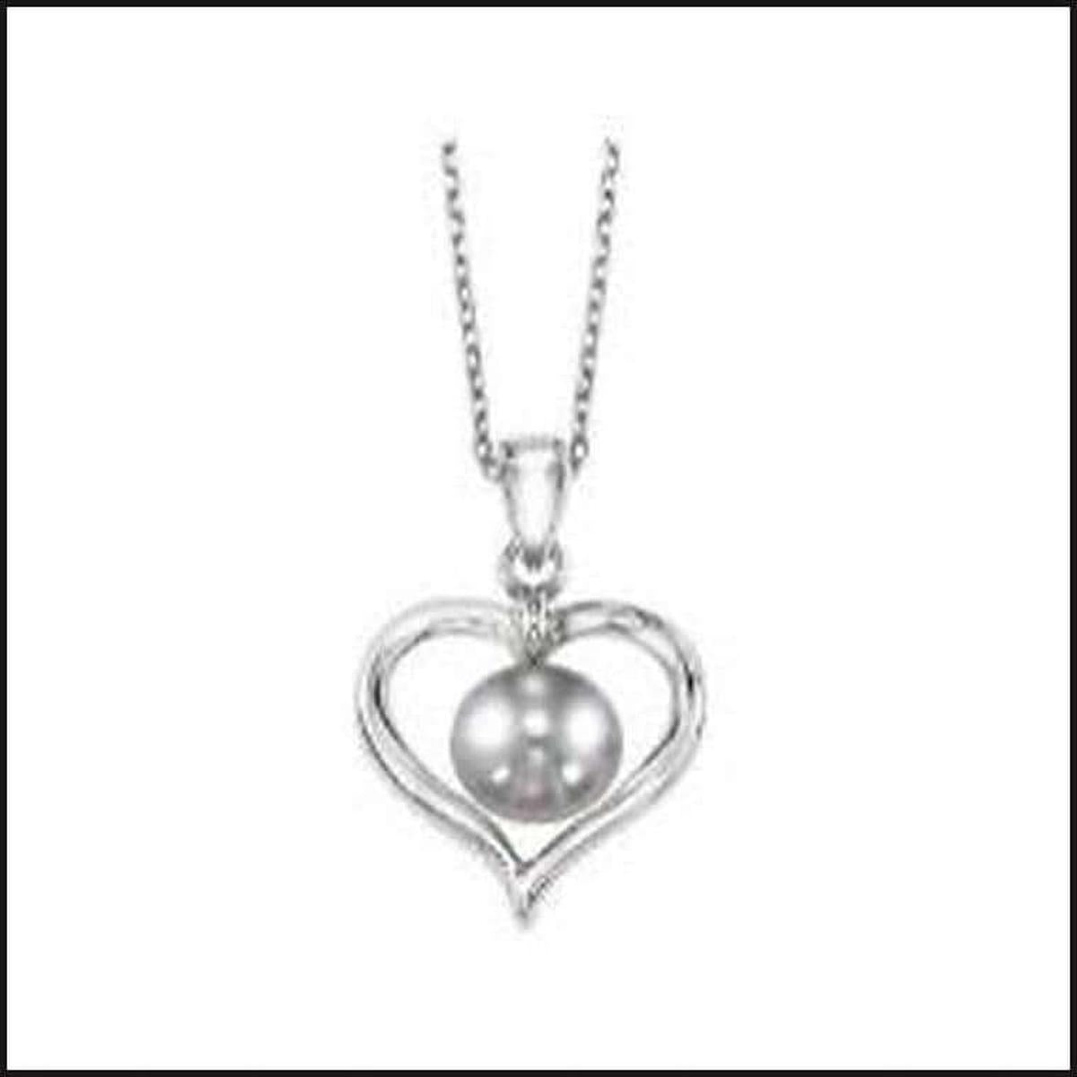 Silver Black Pearl Pendant Heart-necklace-That Guy's Secret