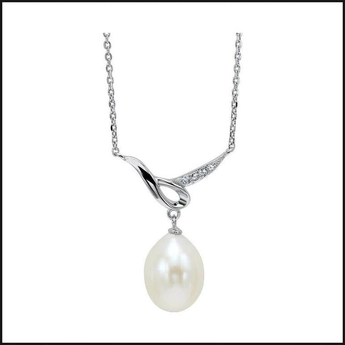 Silver Dangling Pearl Pendant-necklace-That Guy's Secret