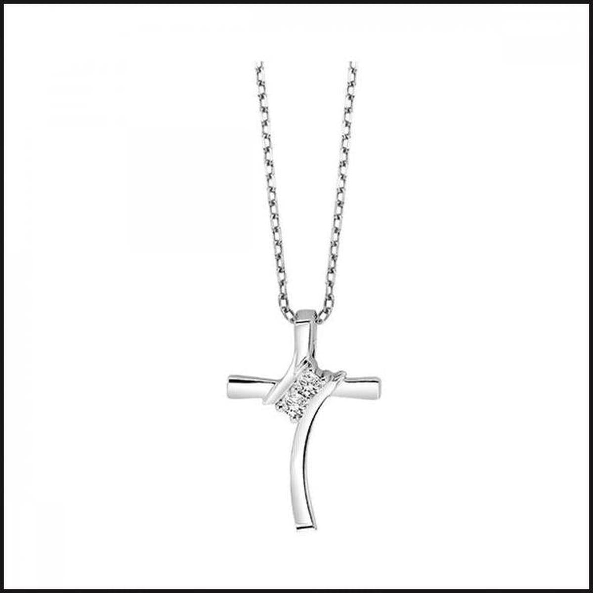 Silver Diamond 1/20 ctw Cross Pendant-necklace-That Guy's Secret