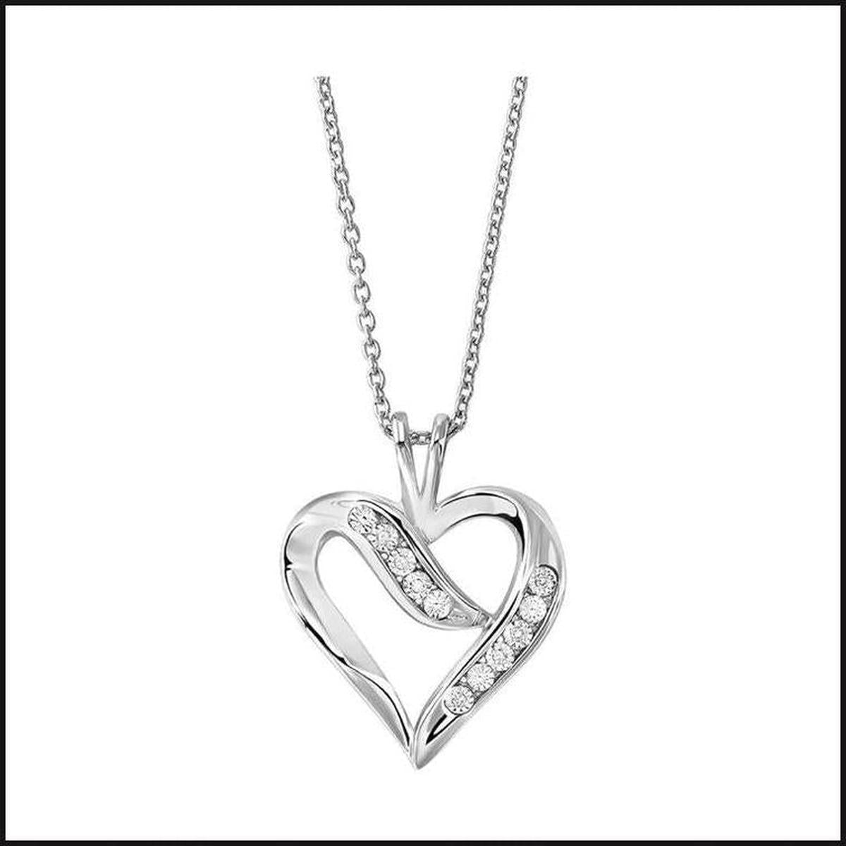 Silver Diamond Heart 1/50 ctw Pendant-necklace-That Guy's Secret
