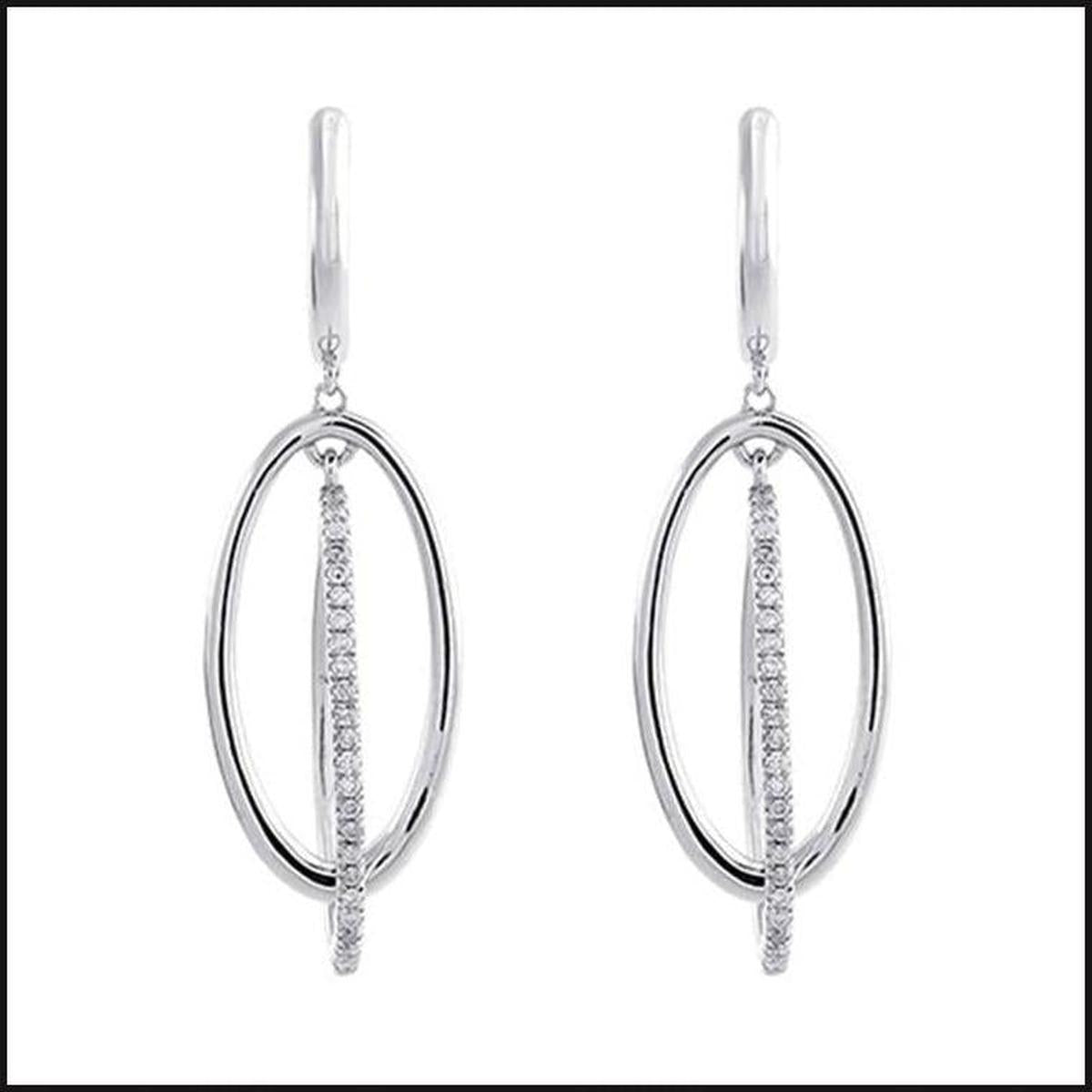 Silver Oval 1/5 ctw Diamond Earrings-Earrings-That Guy's Secret