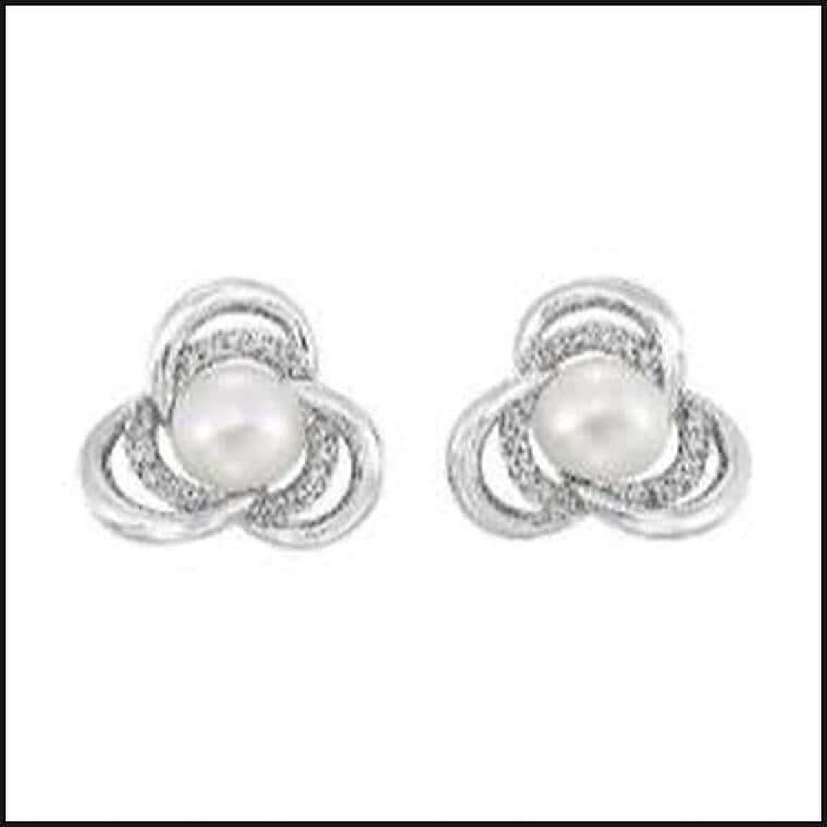 Silver Pearl Decorative Stud Earrings-Earrings-That Guy's Secret