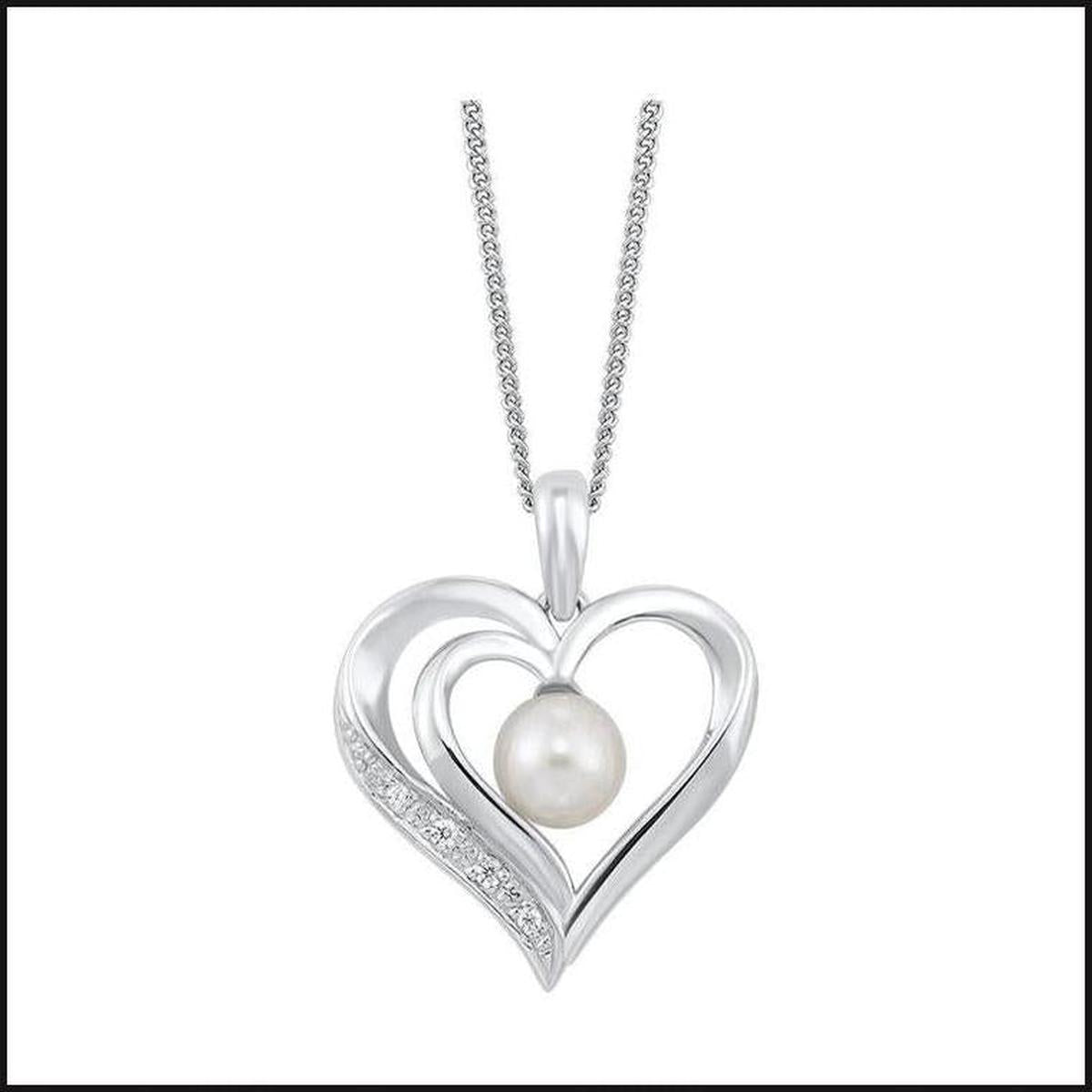 Silver Pearl Heart Pendant-necklace-That Guy's Secret