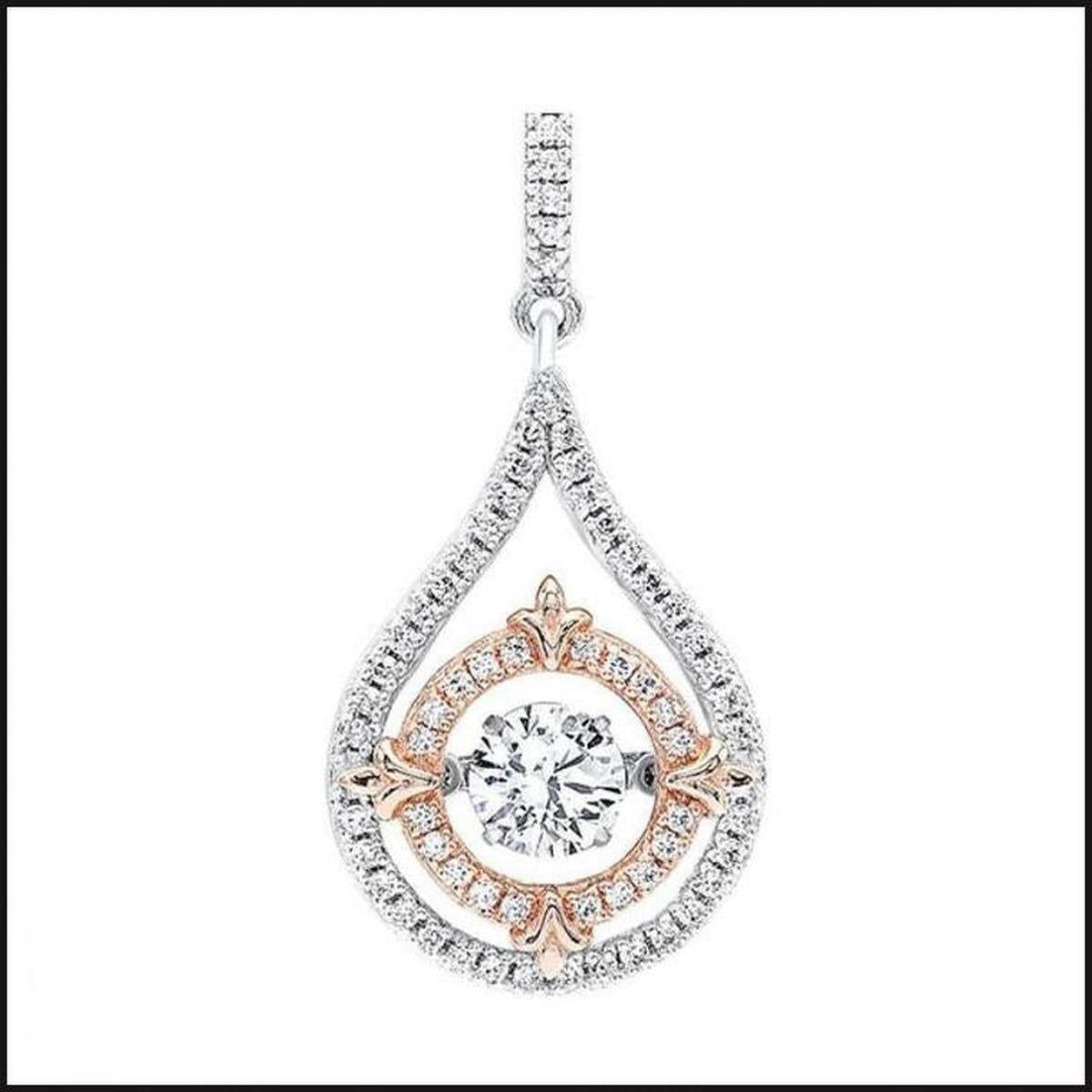 Silver Teardrop with Rose Circle Pendant-necklace-That Guy's Secret