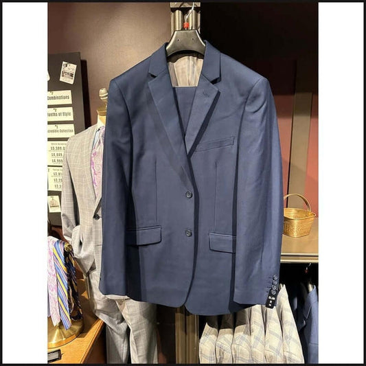 Slim Fit 2-Button Suit (Solid Navy) - That Guy's Secret