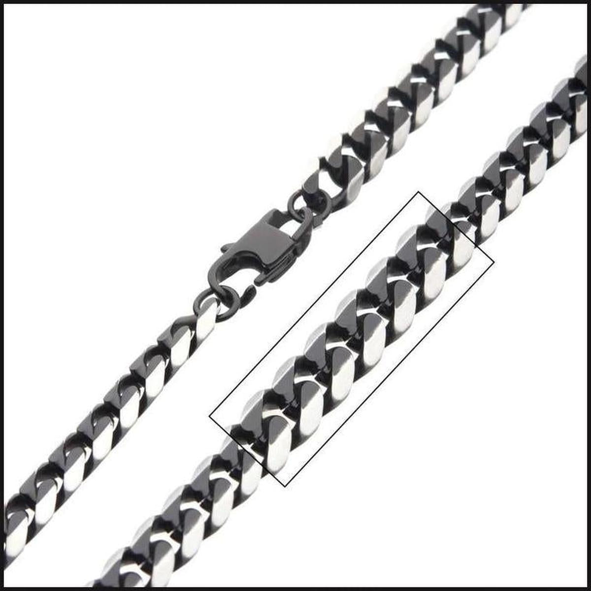 Stainless Steel Black IP 8mm Diamond Curb Chain Necklace-That Guy's Secret