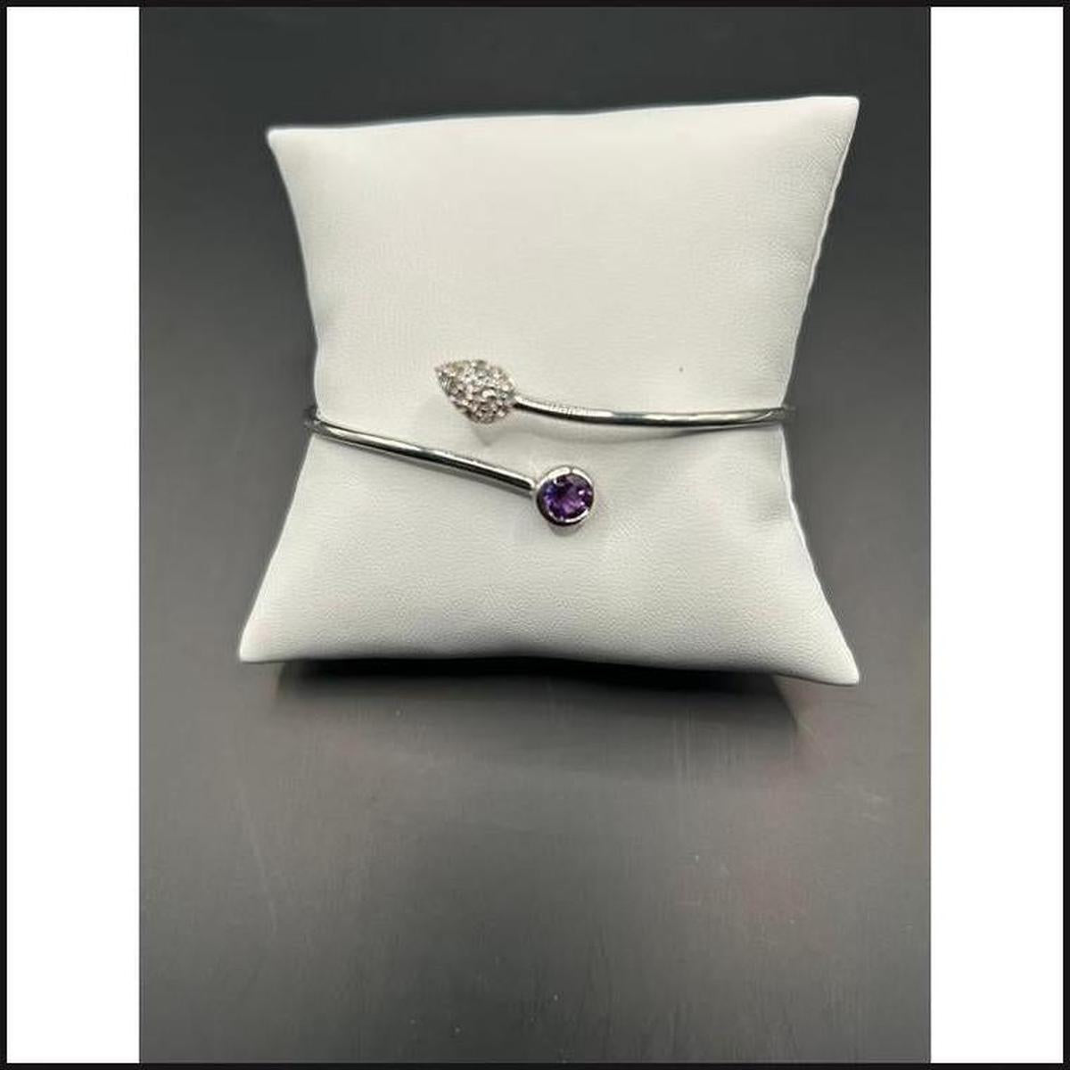 Sterling Silver Bangle – 0.66 Carats with White Topaz 0.35ct-Bangle-That Guy's Secret