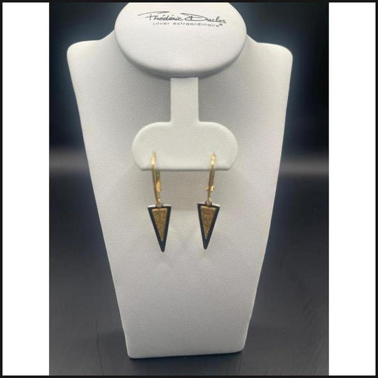 Sterling Silver + Yellow Gold Plated Triangle Applique Earrings-Earrings-That Guy's Secret