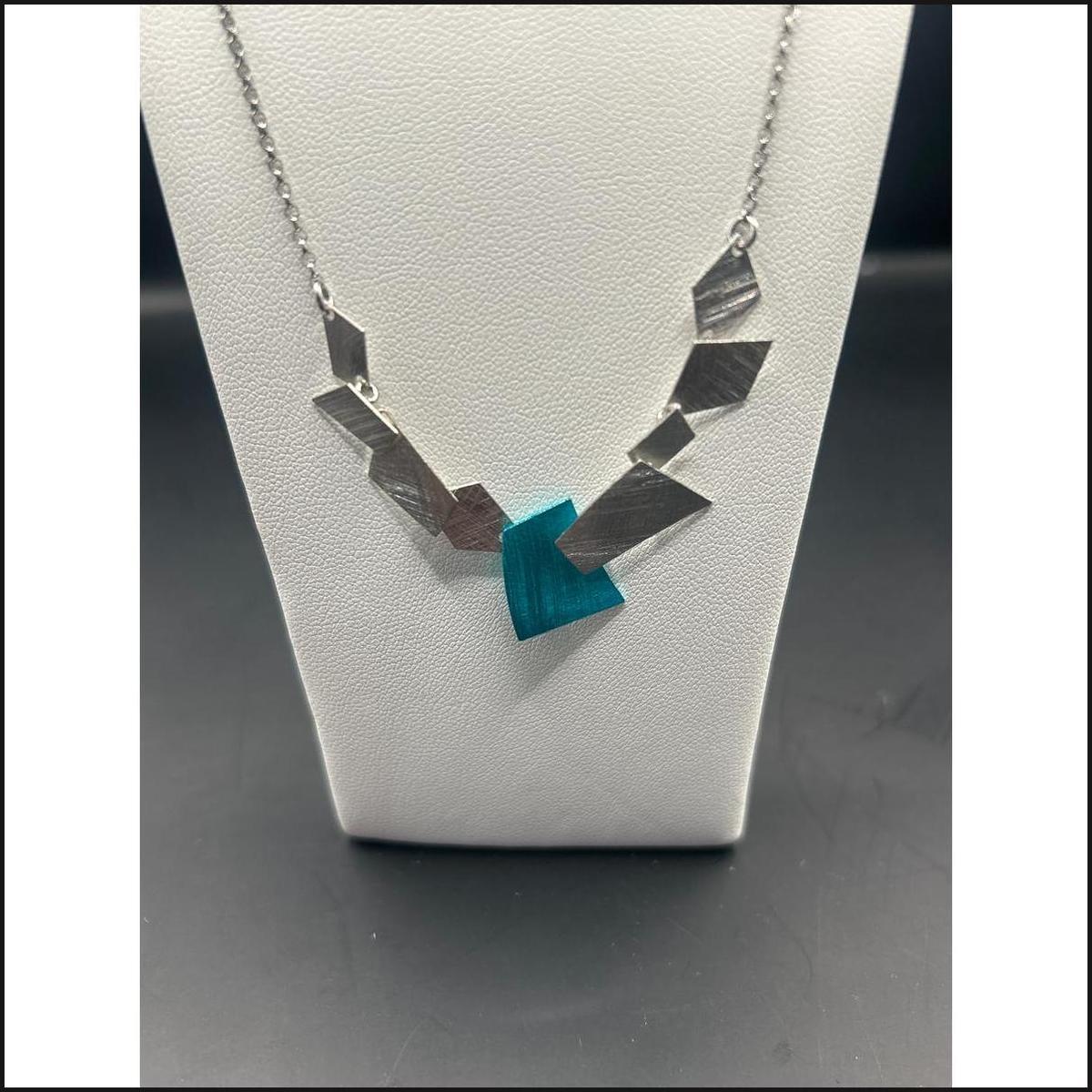 Sterling Silver and Ocean Blue Jasimine Enamel Necklace-Earrings-That Guy's Secret