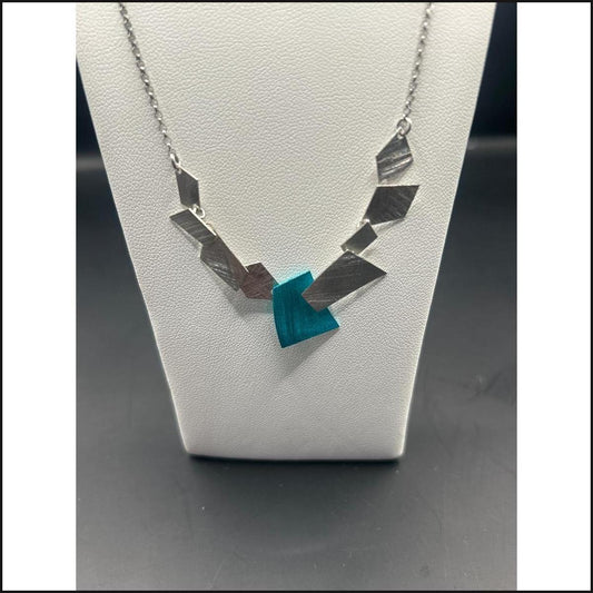 Sterling Silver and Ocean Blue Jasimine Enamel Necklace-Earrings-That Guy's Secret