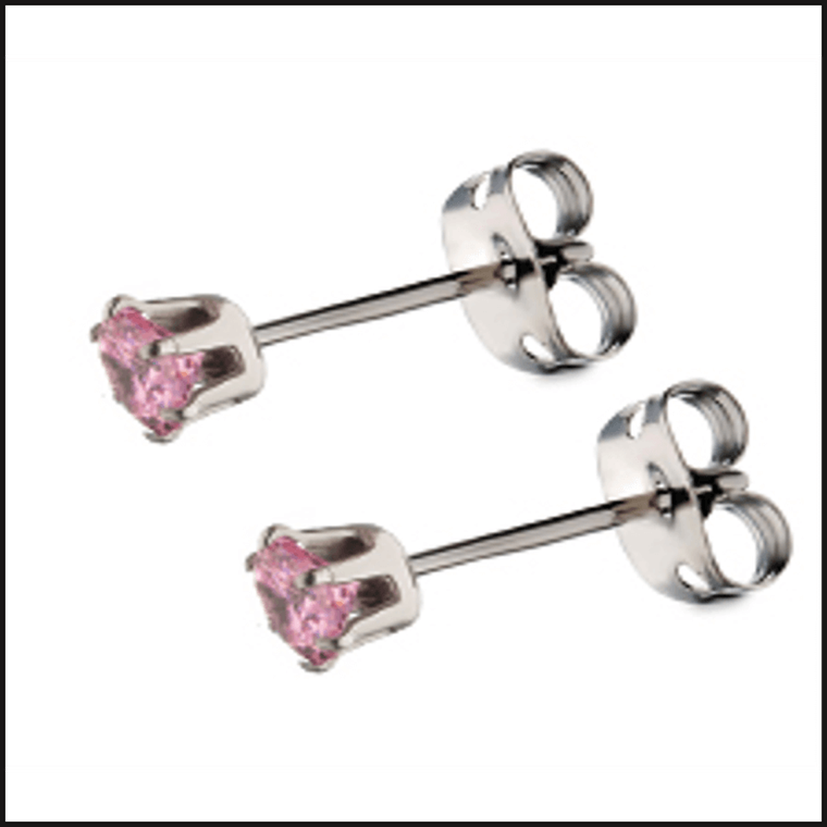 Titanium EAR Studs 20G 6 Prong Set Stud Earrings Cubic ZurconiaC 3 MM-Earrings-That Guy's Secret