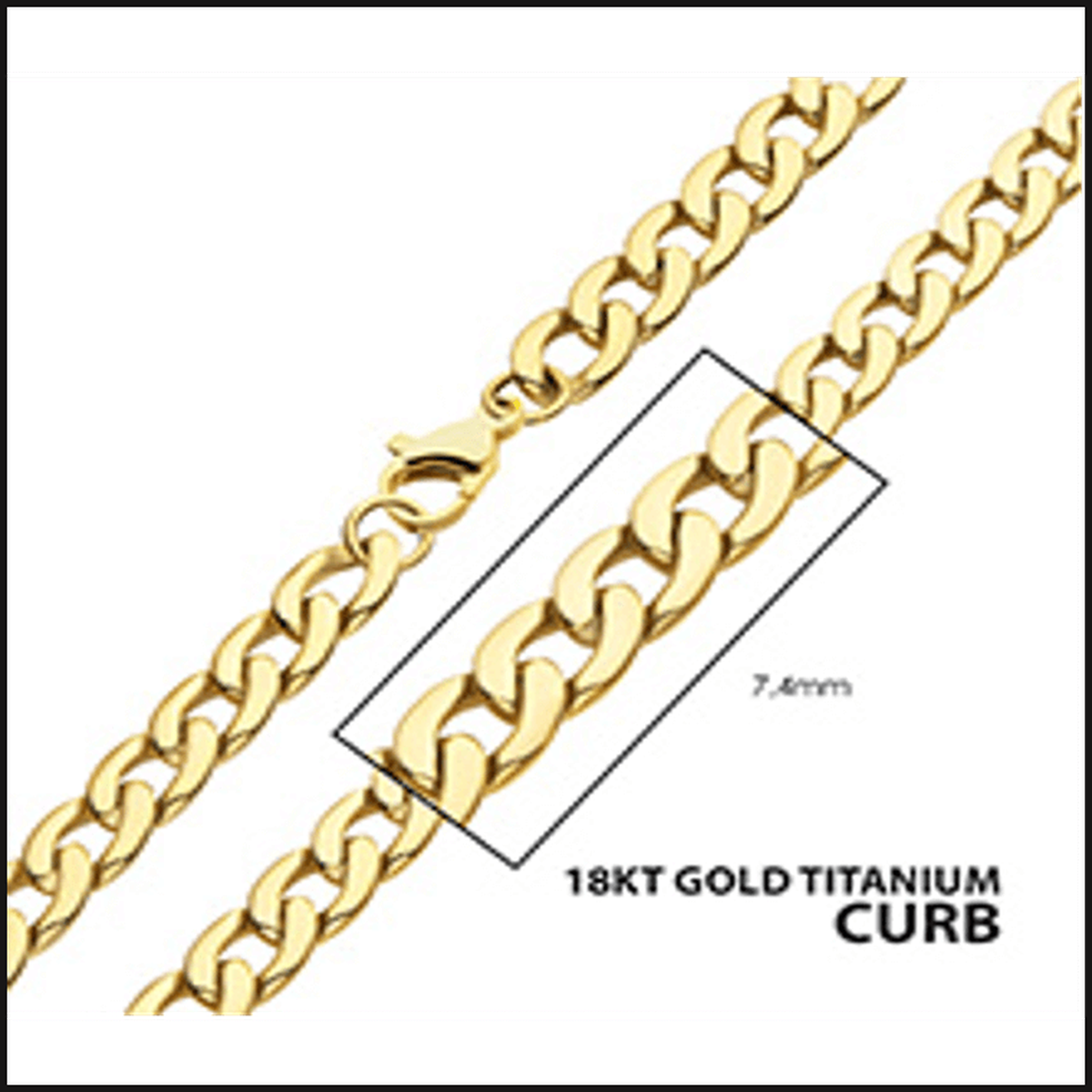 Titanium Gold Ion Plated 18K Curb Chain 7.4 MM X 20 Inches-necklace-That Guy's Secret