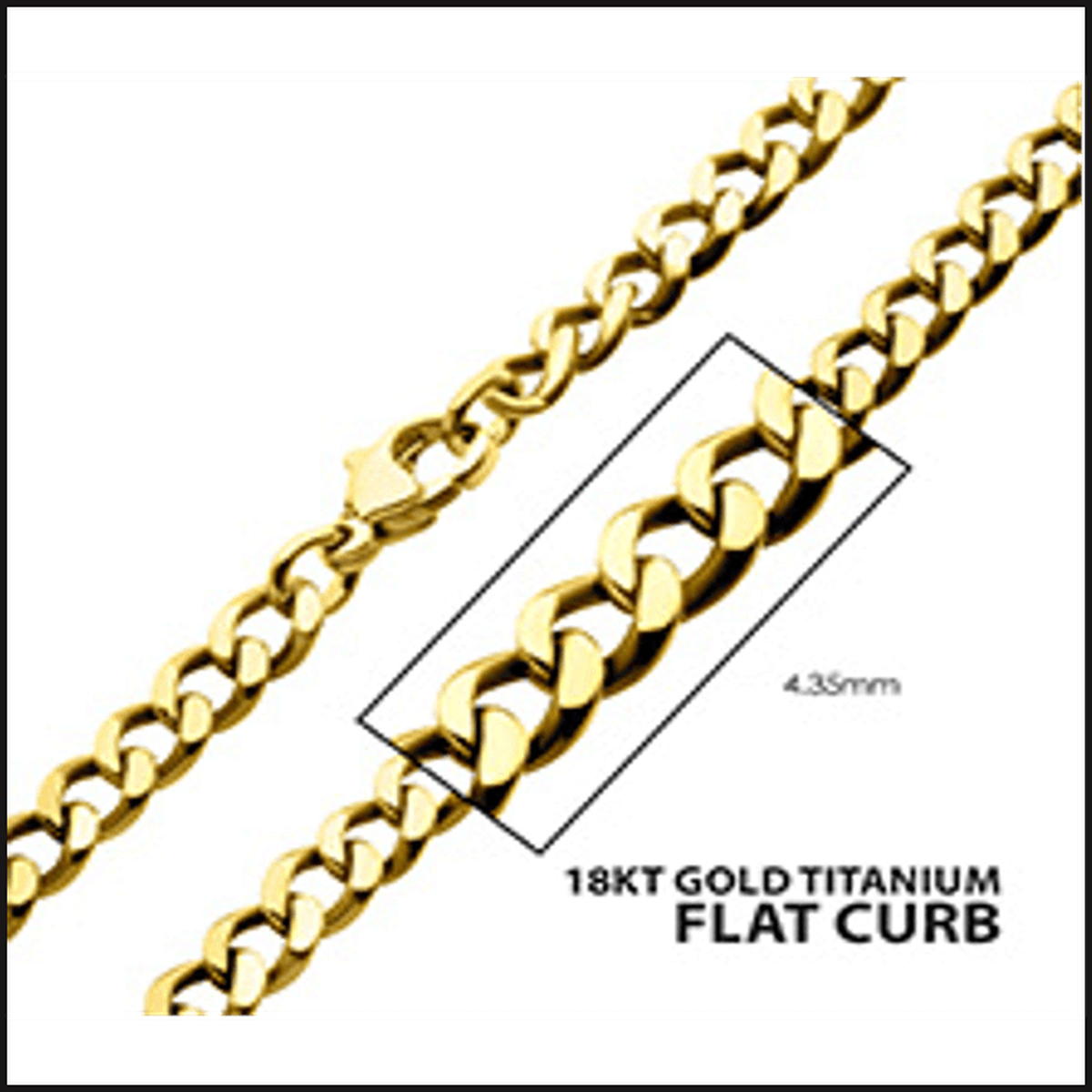 Titanium Gold Ion Plated 18K Flat Curb Chain 4.35 MM X 20-necklace-That Guy's Secret