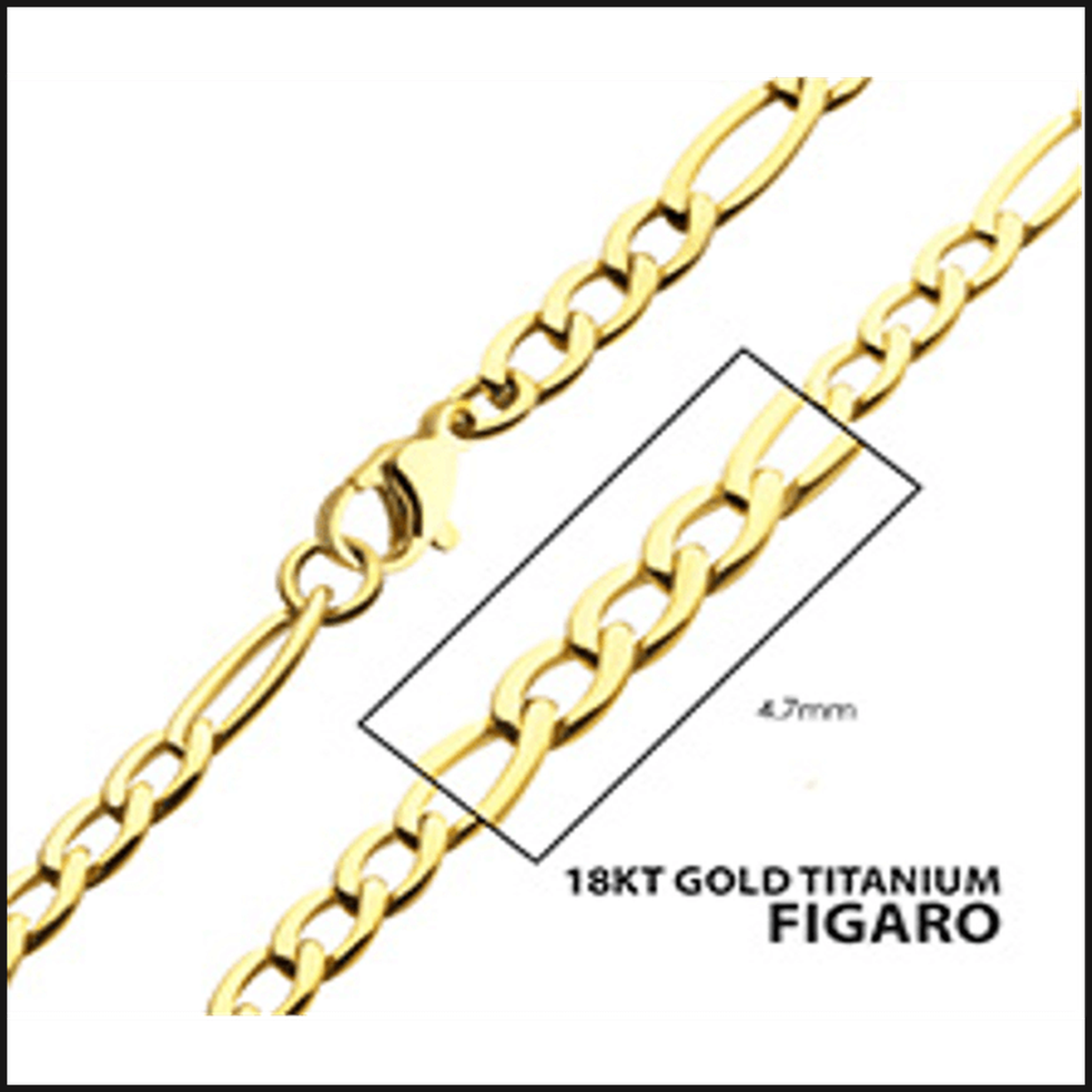 Titanium Gold Ion Plated18 K Figaro Chain 4.7 MM X 20 Inches-necklace-That Guy's Secret
