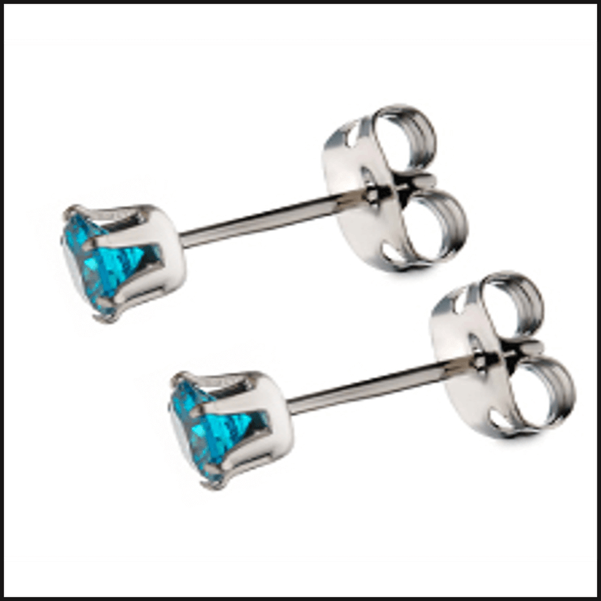Titanium Set Gem Stud Earrings 20G 6 Prong Set Stud Earrings Cubic Zurconia AM 3-Earrings-That Guy's Secret
