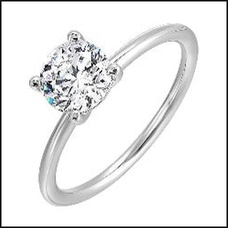 14K White Gold Semi Mount For 1 ctw Round Center