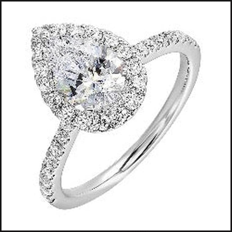14K White Gold Diamond 3/8 ctw Semi Mount For 1 ctw Pear Center