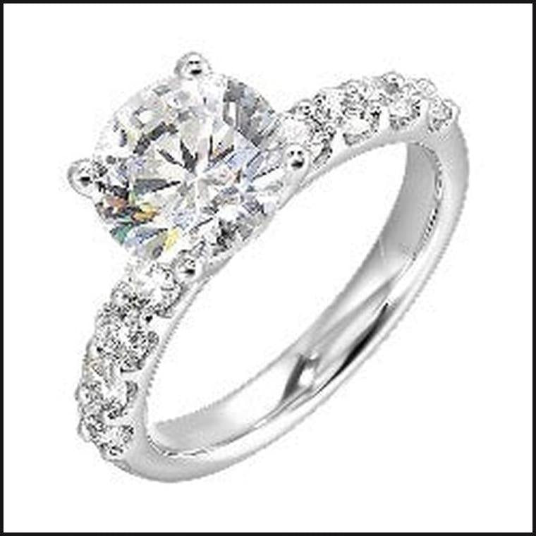 14K White Gold Diamond 5/8 ctw Semi Mount For 1 ctw Round Center