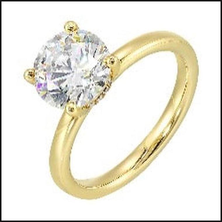 14K Yellow Gold Diamond 1/20 ctw Semi Mount For 2 ctw Round Center
