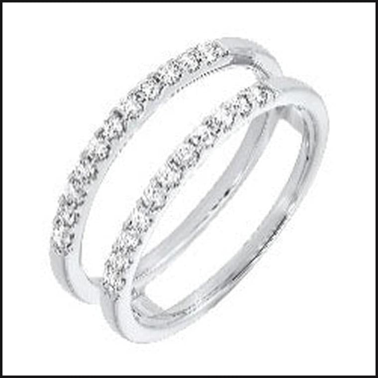 14K White Gold Diamond 3/8 ctw Wedding Wrap Band