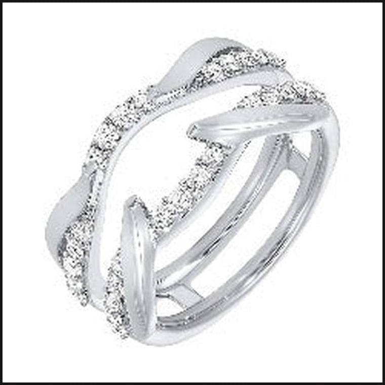 14K White Gold Diamond 1/2 ctw Wedding Wrap Band