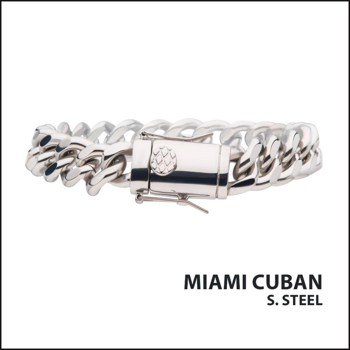 12mm Steel Miami Cuban Chain Bracelet