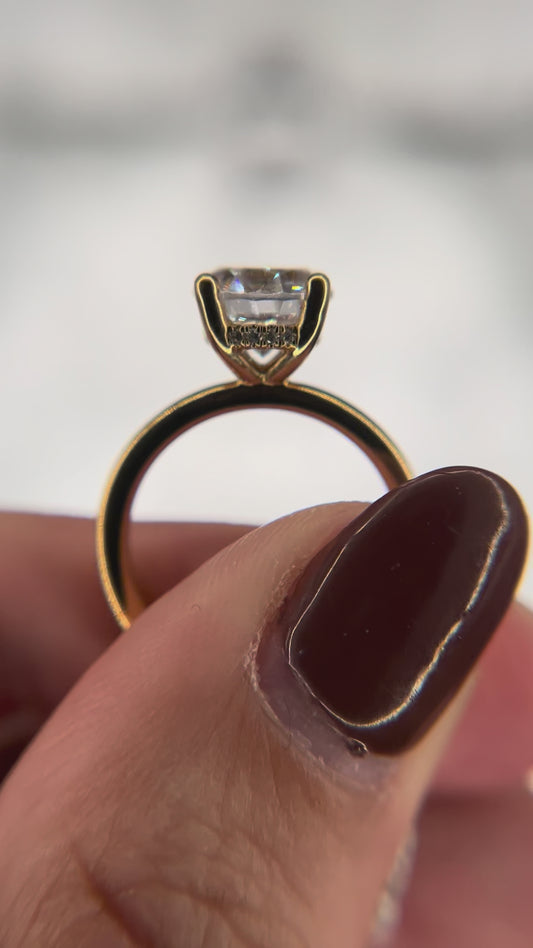 14K Yellow Gold Diamond 1/20 ctw Semi Mount For 2 ctw Round Center