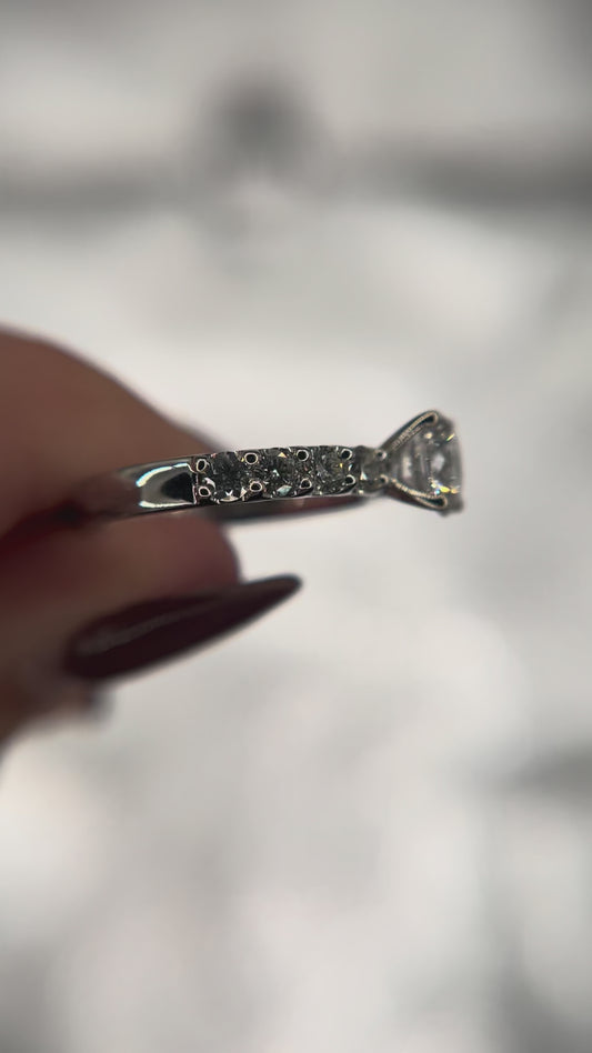 14K White Gold Diamond 5/8 ctw Semi Mount For 1 ctw Round Center